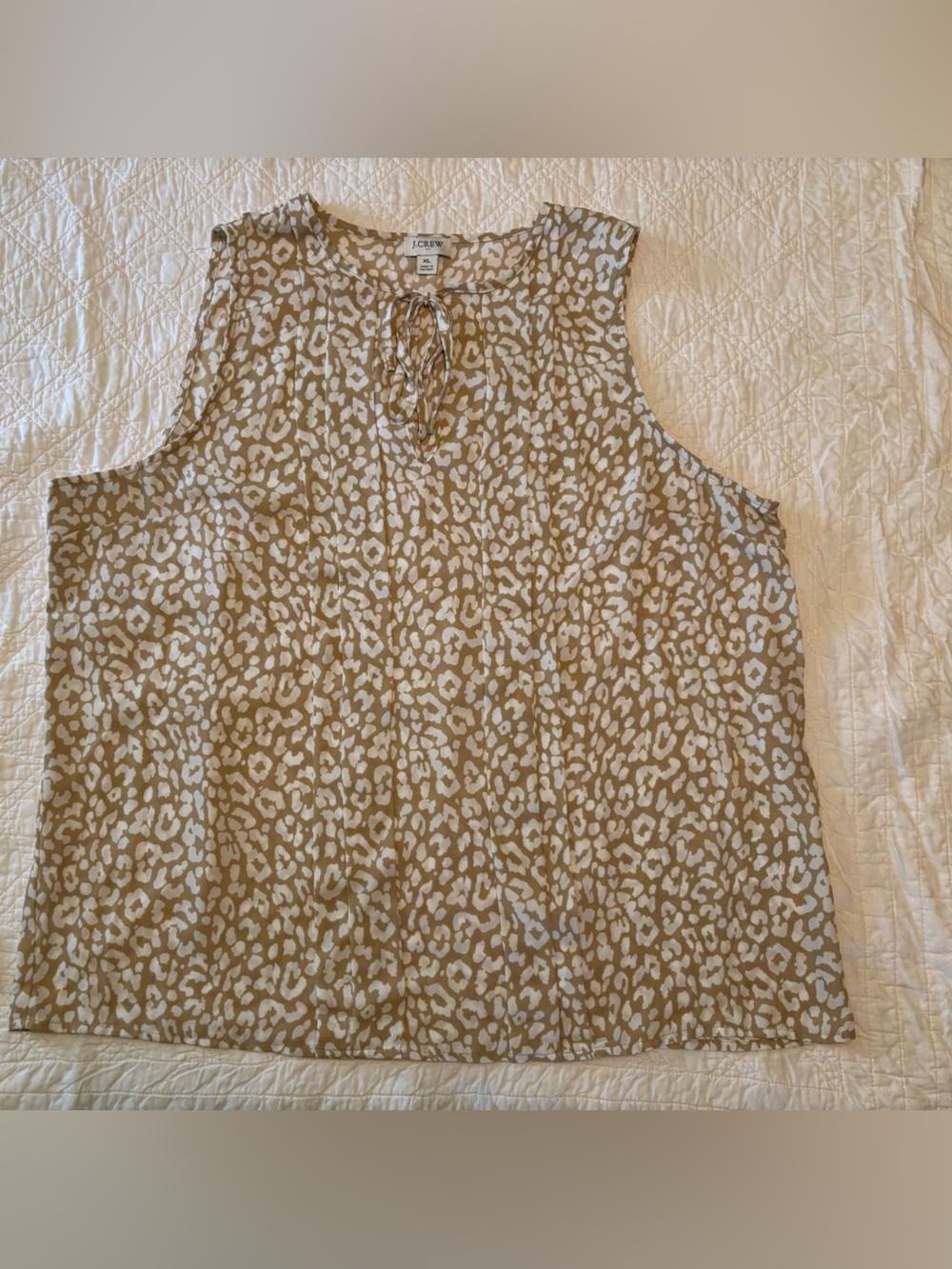 J. Crew Factory Tan and White Sleeveless Animal Print Blouse